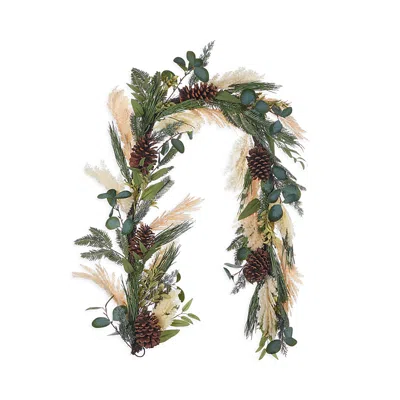 Seasonal Llc Eucalyptus And Pampas 6' Garland In Multi