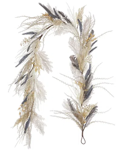 Seasonal Llc Fall Fields Bouquet With Feather & Pampas 6ft Garland In Green