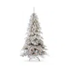 Seasonal Llc Flocked Winter Fir 6.5' Tree With Warm White Led Lights In Open Green