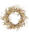 Seasonal Llc Golden Wild Flower 26in Wreath With Artificial Flax Grass, Mini  Mums, Wild Delphinium,