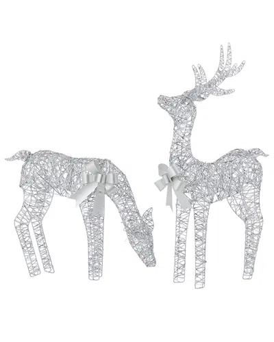 Seasonal Llc Metallic Silver Reindeer In Green