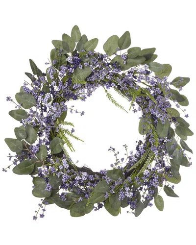 Seasonal Llc Millie 26in Wreath With Artificial Callicapra Berry & Eucalyptus In Multi