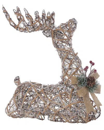 Seasonal Llc Natural Rattan Sitting Reindeer In Green