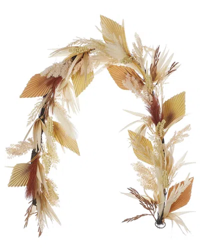 Seasonal Llc Pampas & Palm 6' Garland In Brown