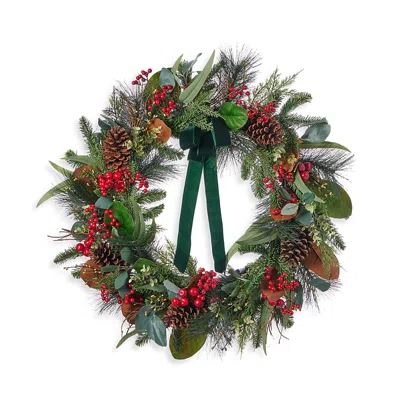 Seasonal Llc Pre Lit 28 Magnolia Leaf, Eucalyptus & Berry Wreath