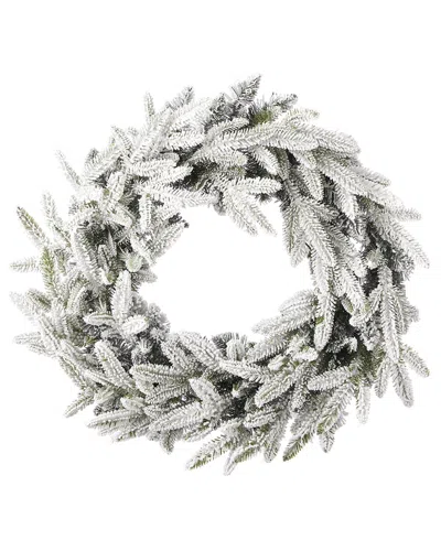 Seasonal Llc Royal Oaks Flocked Fir 24in Wreath In Green