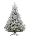 Seasonal Llc Royal Oaks Flocked Fir Tree 9ft, Pre-lit In Green