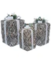 Seasonal Llc Seasonal Decor Artificial Rattan Giftbox Set Pre-lit Set Of 3