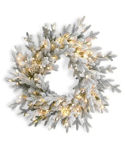 Seasonal Llc Seasonal Decor Dandan Flocked Pine 24 Pre-lit Pe Mixed Pvc Wreath