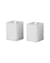 Seasonal Llc Set Of 2 Classic Motion Flameless Square Candles In White