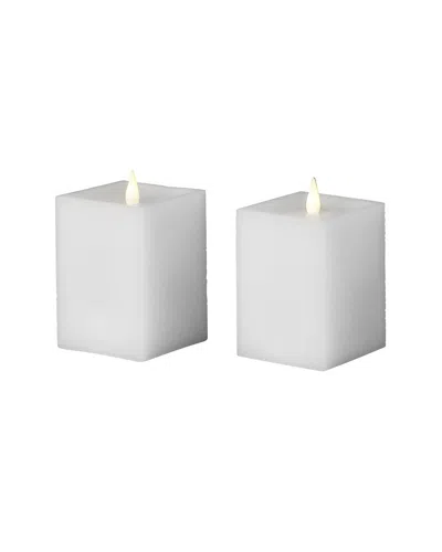Seasonal Llc Set Of 2 Classic Motion Flameless Square Candles In White