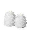 Seasonal Llc Set Of 2 Pinecone Flameless Candles In White