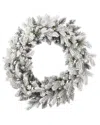 Seasonal Llc Shadow Woods Flocked Spruce 24in Wreath In Green