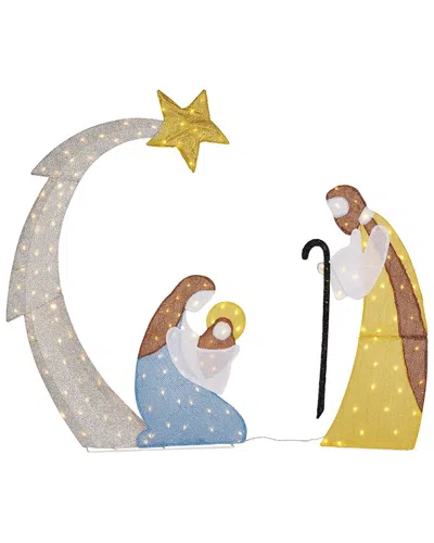 Seasonal Llc Shooting Star Nativity Set Pre-lit In Green
