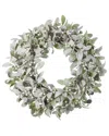 Seasonal Llc Snowy Lambs Ear & Holly Berry 24in Wreath
