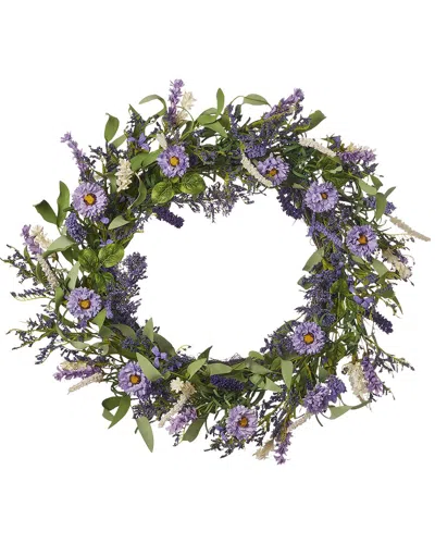 Seasonal Llc Violeta 26in Wreath With Artificial Erigeron Daisy, Heather,  Millet & Lavender In Multi