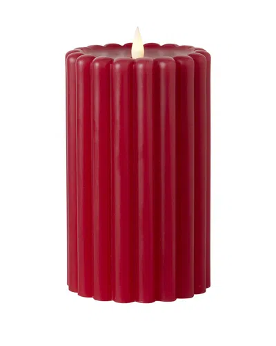 Seasonal Llc Wide Ribbed Motion Flameless Candles In Red