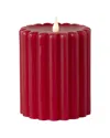 Seasonal Llc Wide Ribbed Motion Flameless Candles In Red