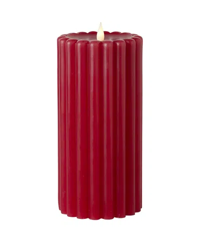 Seasonal Llc Wide Ribbed Motion Flameless Candles In Red