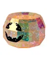 Seasonal Prismatic Iridescent Pumpkin Candy Box 8.86", Led Lights In Orange