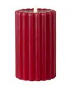Seasonal Wide Ribbed Motion Flameless Candles, 4x6 In Red