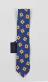 Seaward & Stearn Silk Printed Necktie In Blue Geometric In Multi