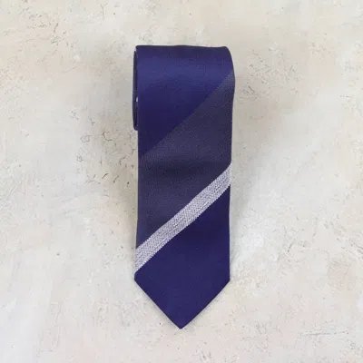 Seaward & Stearn Silk Woven Necktie In Black & Blue Stripe In Multi