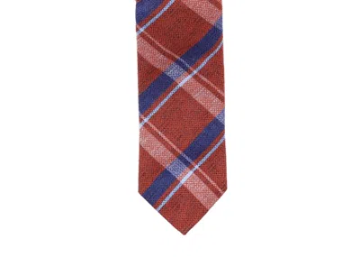 Seaward & Stearn Silk Woven Necktie In Burned Orange Plaid In Multi