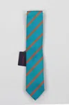 Seaward & Stearn Silk Woven Necktie In Teal Stripe In Multi