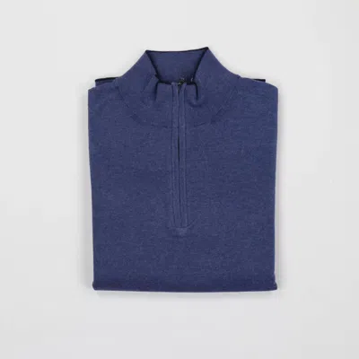 Seaward & Stearn Ultralight Fine Cotton Quarter Zip In Navy In Blue