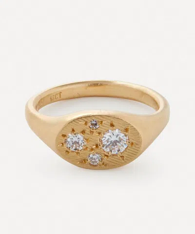 Seb Brown 18ct Gold Oval White Diamond Signet Ring