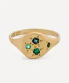 Seb Brown 9ct Gold Neapolitan Green Multi-stone Signet Ring In Gold