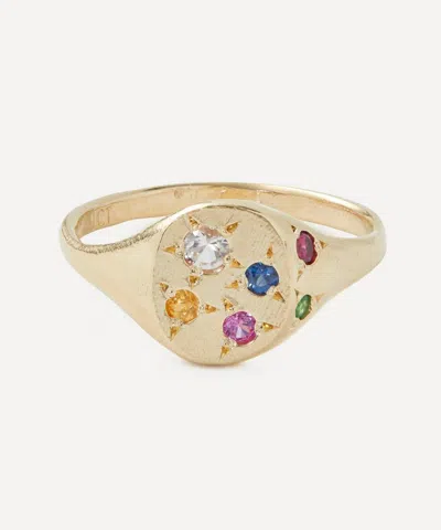 Seb Brown 9ct Gold Neapolitan Multi-stone Signet Ring