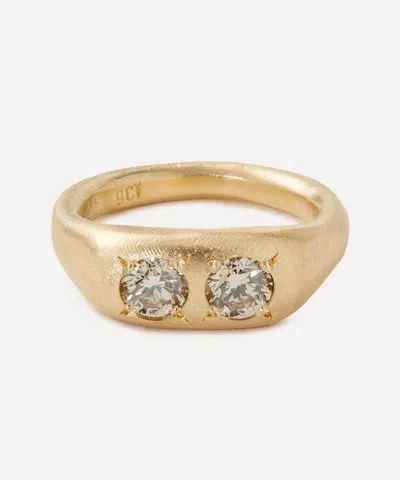 Seb Brown 9ct Gold Soft Pill Diamond Signet Ring