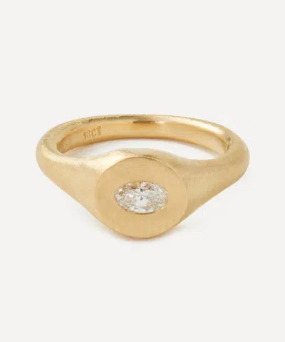 Seb Brown 9ct Gold White Diamond Goat Eye Ring
