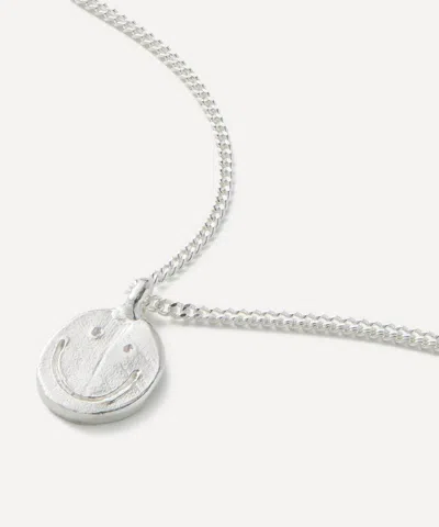 Seb Brown Mens Sterling Silver Happy Face Tag Pendant Necklace
