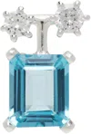 Seb Brown Ssense Exclusive Silver & Blue Robot Single Earring In Silver