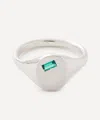 Seb Brown Sterling Silver Hydrothermal Emerald Xl Baguette Ring