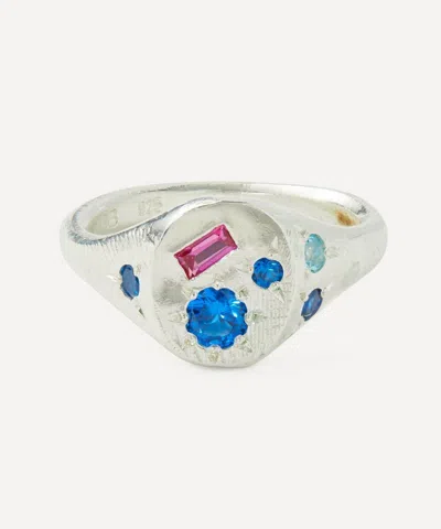 Seb Brown Sterling Silver Spazio Multi-stone Signet Ring