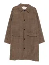 Sebago Mid-length Houndstooth Coat With Textured Cotton Fabric In Brown