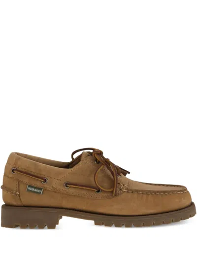 Sebago Acadia Waxed-leather Boat Shoes In Brown