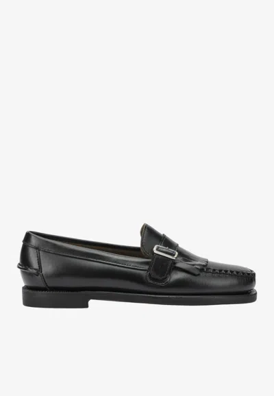 Sebago Ales Brushed Leather Loafers In Black