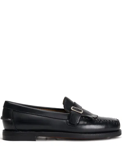 Sebago Leather Loafers And Slippers Buckle Detail In Black