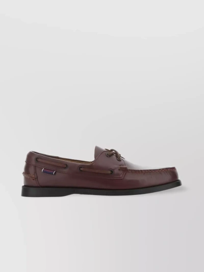 Sebago Artisanal Stitched Loafers With Contrast Sole In Brown