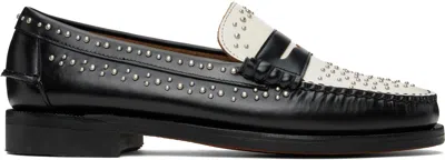 Sebago Black & White Dan Studs Loafers In Black White