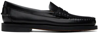 Sebago Slip-on Black Leather Moccasins With Cut-out Detail