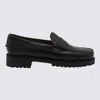 Sebago Black Leather Dan Lug Loafers In Animal Print