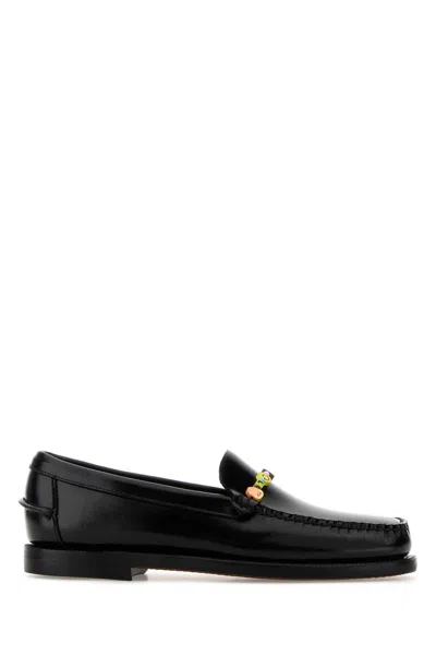 Sebago Black Leather Frank Loafers