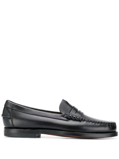 Sebago Black Leather Loafers In Nero Nero