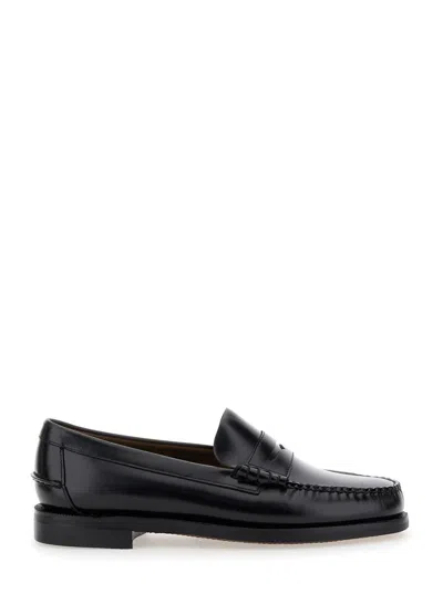 Sebago Black Pull-on Loafers In Leather Man